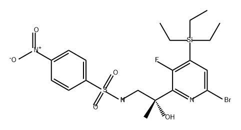 Benzenesulfonamide, N-[(2R)-2-[6-bromo-3-fluoro-4-(triethylsilyl)-2-pyridinyl]-2-hydroxypropyl]-4-nitro-,1387561-13-8,结构式