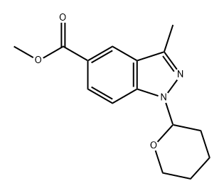 1H-Indazole-5-carboxylic acid, 3-methyl-1-(tetrahydro-2H-pyran-2-yl)-, methyl ester 化学構造式