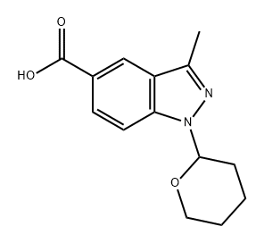 1H-Indazole-5-carboxylic acid, 3-methyl-1-(tetrahydro-2H-pyran-2-yl)- 化学構造式