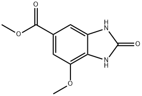 1H-Benzimidazole-5-carboxylic acid, 2,3-dihydro-7-methoxy-2-oxo-, methyl ester 化学構造式