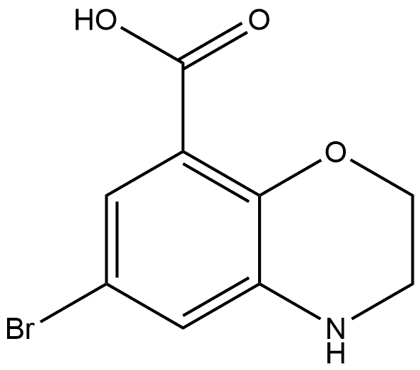 6-Bromo-3,4-dihydro-2H-1,4-benzoxazine-8-carboxylic acid 化学構造式