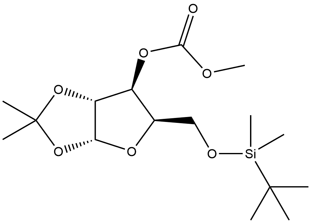 α-D-Xylofuranose, 5-O-[(1,1-dimethylethyl)dimethylsilyl]-1,2-O-(1-methylethylidene)-, 3-(methyl carbonate) Structure