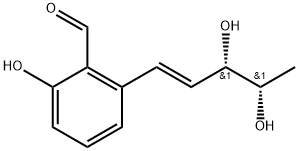 Benzaldehyde, 2-[(1E,3S,4S)-3,4-dihydroxy-1-penten-1-yl]-6-hydroxy- Struktur