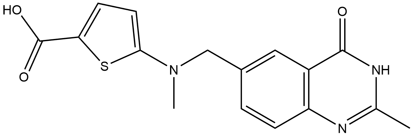 2-Thiophenecarboxylic acid, 5-[[(3,4-dihydro-2-methyl-4-oxo-6-quinazolinyl)methyl]methylamino]- Structure