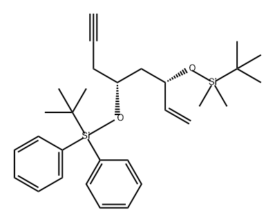 4,8-Dioxa-3,9-disilaundecane, 5-ethenyl-2,2,3,3,10,10-hexamethyl-9,9-diphenyl-7-(2-propyn-1-yl)-, (5S,7R)- Structure