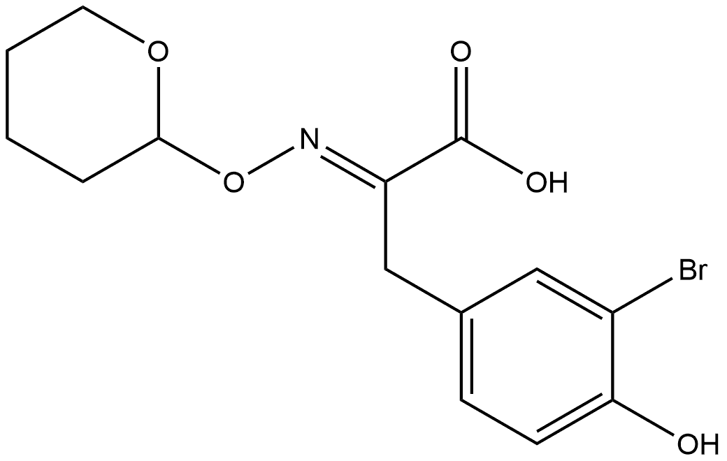 (ΑE)-3-BROMO-4-HYDROXY-Α-[[(TETRAHYDRO-2H-PYRAN-2-YL)OXY]IMINO]BENZENEPROPANOIC ACID,1390630-44-0,结构式