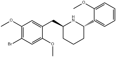 Piperidine, 2-[(4-bromo-2,5-dimethoxyphenyl)methyl]-6-(2-methoxyphenyl)-, (2S,6S)- Structure