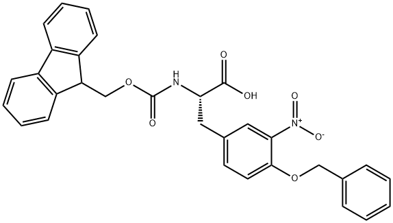 N-α-(9-Fluorenylmethoxycarbonyl)-O-benzyl-3-nitro-L-tyrosine,1391587-95-3,结构式