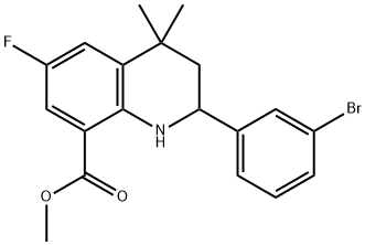 8-Quinolinecarboxylic acid, 2-(3-bromophenyl)-6-fluoro-1,2,3,4-tetrahydro-4,4-dimethyl-, methyl ester Struktur