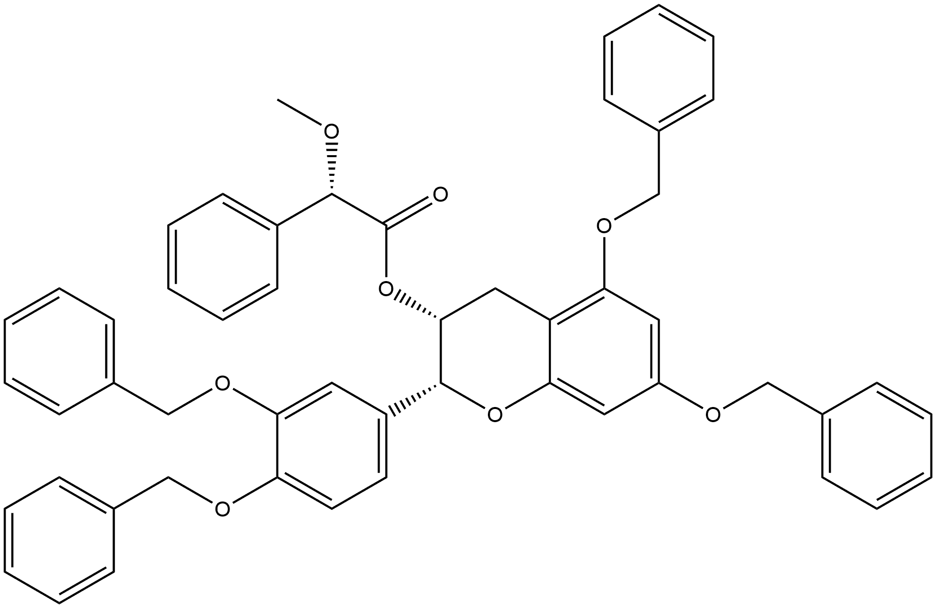 Benzeneacetic acid, α-methoxy-, (2R,3R)-2-[3,4-bis(phenylmethoxy)phenyl]-3,4-dihydro-5,7-bis(phenylmethoxy)-2H-1-benzopyran-3-yl ester, (αS)-