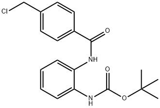 Carbamic acid, N-[2-[[4-(chloromethyl)benzoyl]amino]phenyl]-, 1,1-dimethylethyl ester 化学構造式