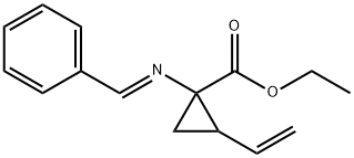 Cyclopropanecarboxylic acid, 2-ethenyl-1-[(E)-(phenylmethylene)amino]-, ethyl ester Struktur