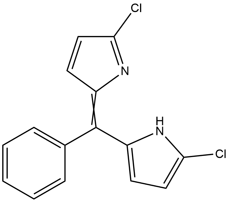 1H-Pyrrole, 2-chloro-5-[(5-chloro-2H-pyrrol-2-ylidene)phenylmethyl]- 化学構造式