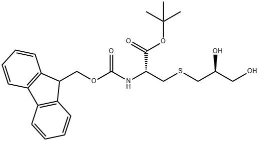 L-Cysteine, S-[(2S)-2,3-dihydroxypropyl]-N-[(9H-fluoren-9-ylmethoxy)carbonyl]-, 1,1-dimethylethyl ester Structure
