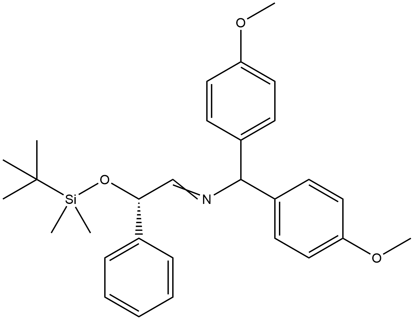 Benzenemethanamine, N-[2-[[(1,1-dimethylethyl)dimethylsilyl]oxy]-2-phenylethylidene]-4-methoxy-α-(4-methoxyphenyl)-, (S)- (9CI) Structure