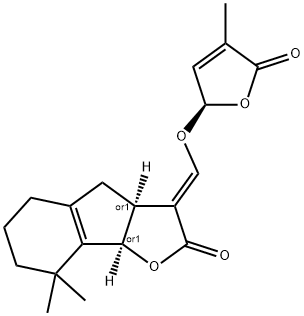 2H-Indeno[1,2-b]furan-2-one, 3-[[[(2R)-2,5-dihydro-4-methyl-5-oxo-2-furanyl]oxy]methylene]-3,3a,4,5,6,7,8,8b-octahydro-8,8-dimethyl-, (3E,3aS,8bR)-rel- 结构式