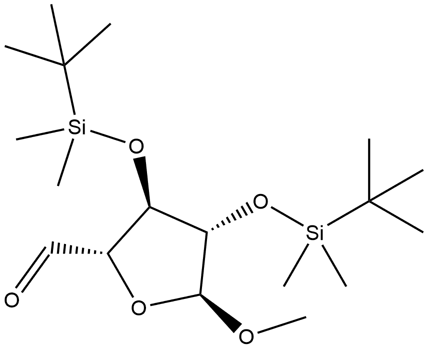 α-D-arabino-Pentodialdo-1,4-furanoside, methyl 2,3-bis-O-[(1,1-dimethylethyl)dimethylsilyl]- Structure