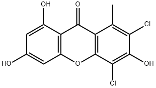 9H-Xanthen-9-one, 2,4-dichloro-3,6,8-trihydroxy-1-methyl- 结构式