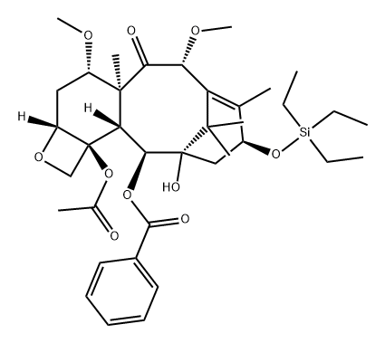 7,11-Methano-5H-cyclodeca[3,4]benz[1,2-b]oxet-5-one, 12b-(acetyloxy)-12-(benzoyloxy)-1,2a,3,4,4a,6,9,10,11,12,12a,12b-dodecahydro-11-hydroxy-4,6-dimethoxy-4a,8,13,13-tetramethyl-9-[(triethylsilyl)oxy]-, (2aR,4S,4aS,6R,9S,11S,12S,12aR,12bS)- Structure