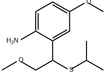 Benzenamine, 4-methoxy-2-[2-methoxy-1-[(1-methylethyl)thio]ethyl]- Structure