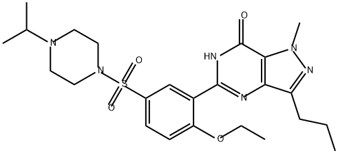 7H-Pyrazolo[4,3-d]pyrimidin-7-one, 5-[2-ethoxy-5-[[4-(1-methylethyl)-1-piperazinyl]sulfonyl]phenyl]-1,6-dihydro-1-methyl-3-propyl- Structure