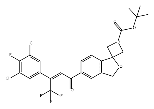 Spiro[azetidine-3,1'(3'H)-isobenzofuran]-1-carboxylic acid, 5'-[(2Z)-3-(3,5-dichloro-4-fluorophenyl)-4,4,4-trifluoro-1-oxo-2-buten-1-yl]-, 1,1-dimethylethyl ester Structure