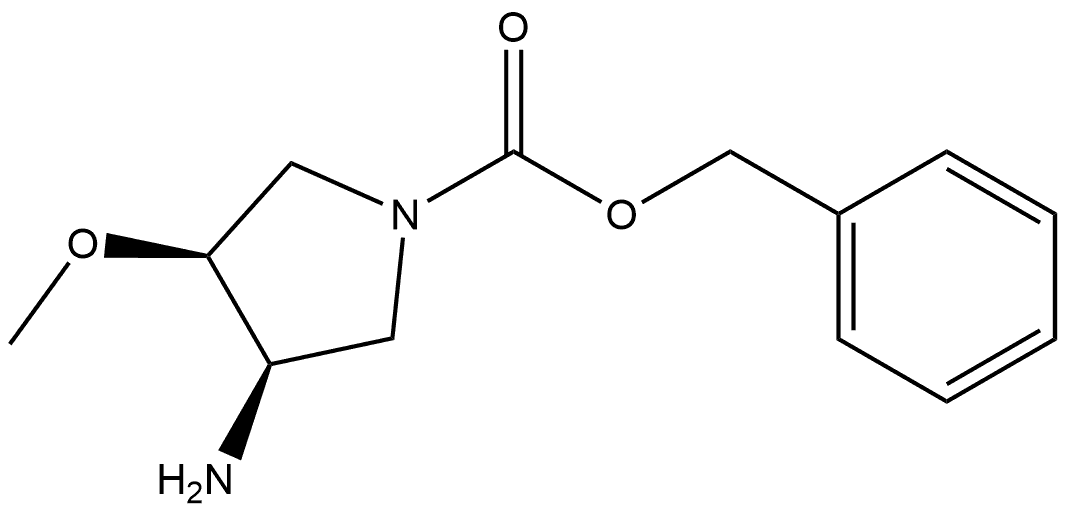 rel-Phenylmethyl (3R,4S)-3-amino-4-methoxy-1-pyrrolidinecarboxylate Struktur