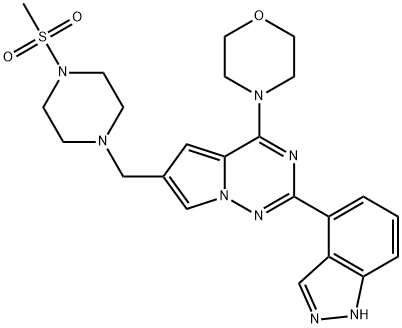 2-(1H-Indazol-4-yl)-6-[[4-(Methylsulfonyl)-1-piperazinyl]Methyl]-4-(4-Morpholinyl)pyrrolo[2,1-f][1,2,4]triazine Structure