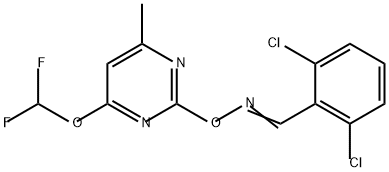Benzaldehyde, 2,6-dichloro-, O-[4-(difluoromethoxy)-6-methyl-2-pyrimidinyl]oxime Struktur