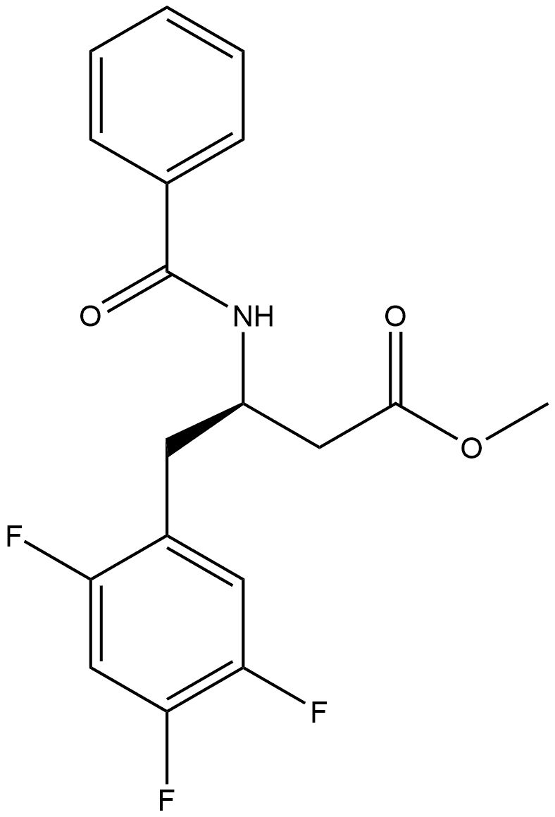 Benzenebutanoic acid, β-(benzoylamino)-2,4,5-trifluoro-, methyl ester, (βR)- 化学構造式