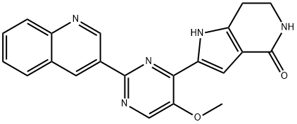 4H-Pyrrolo[3,2-c]pyridin-4-one, 1,5,6,7-tetrahydro-2-[5-methoxy-2-(3-quinolinyl)-4-pyrimidinyl]-,1403556-97-7,结构式