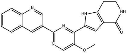 4H-Pyrrolo[3,2-c]pyridin-4-one, 1,5,6,7-tetrahydro-2-[5-methoxy-2-(3-quinolinyl)-4-pyrimidinyl]- Struktur