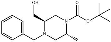 (2R,5R)-4-苄基-5-(羟甲基)-2-甲基哌嗪-1-羧酸叔丁酯,1403901-32-5,结构式