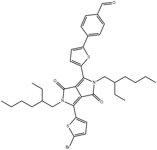 Benzaldehyde, 4-[5-[4-(5-bromo-2-thienyl)-2,5-bis(2-ethylhexyl)-2,3,5,6-tetrahydro-3,6-dioxopyrrolo[3,4-c]pyrrol-1-yl]-2-thienyl]- Struktur