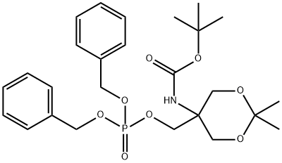 Carbamic acid, N-[5-[[[bis(phenylmethoxy)phosphinyl]oxy]methyl]-2,2-dimethyl-1,3-dioxan-5-yl]-, 1,1-dimethylethyl ester 化学構造式