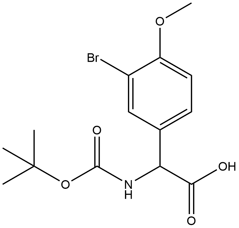 Benzeneacetic acid, 3-bromo-α-[[(1,1-dimethylethoxy)carbonyl]amino]-4-methoxy- Structure