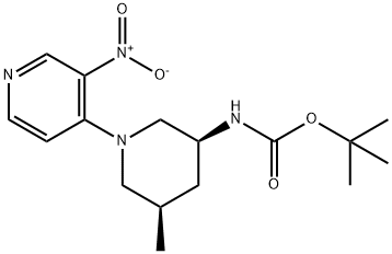 Carbamic acid, N-[(3S,5R)-5-methyl-1-(3-nitro-4-pyridinyl)-3-piperidinyl]-, 1,1-dimethylethyl ester 化学構造式