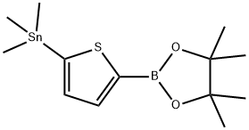 1,3,2-Dioxaborolane, 4,4,5,5-tetramethyl-2-[5-(trimethylstannyl)-2-thienyl]- Struktur