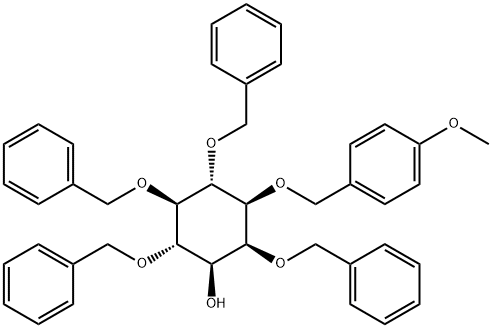 myo-Inositol, 1-O-(4-methoxyphenyl)methyl-2,4,5,6-tetrakis-O-(phenylmethyl)- 结构式