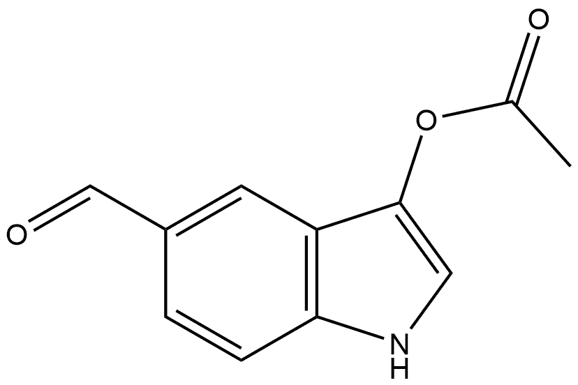3-(Acetyloxy)-1H-indole-5-carboxaldehyde 化学構造式