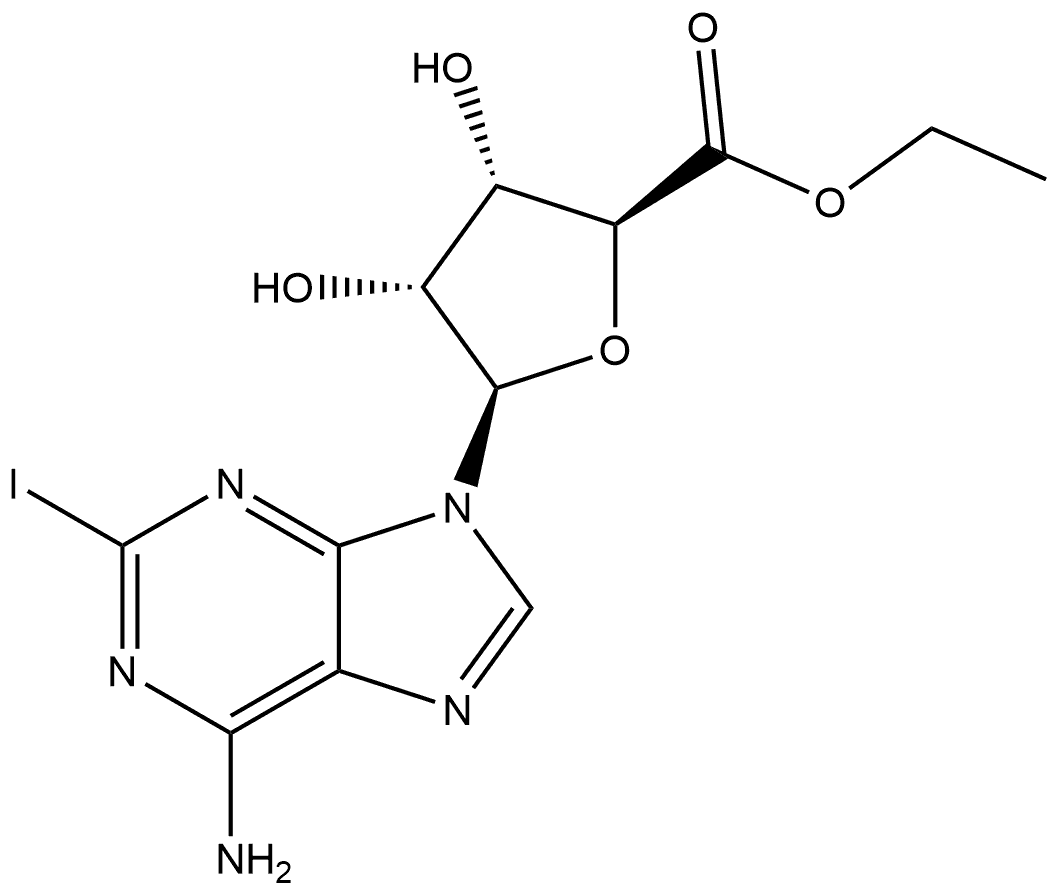 β-D-Ribofuranuronic acid, 1-(6-amino-2-iodo-9H-purin-9-yl)-1-deoxy-, ethyl ester Structure