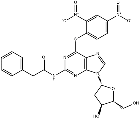 S6-(2,4-DINITROPHENYL)-N2-PHENYLACETYL-2''-DEOXYTHIOGUANOSINE,141076-16-6,结构式