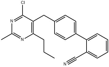 [1,1'-Biphenyl]-2-carbonitrile, 4'-[(4-chloro-2-methyl-6-propyl-5-pyrimidinyl)methyl]- 化学構造式