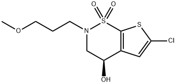 2H-Thieno[3,2-e]-1,2-thiazin-4-ol, 6-chloro-3,4-dihydro-2-(3-methoxypropyl)-, 1,1-dioxide, (4R)-, 1413393-04-0, 结构式