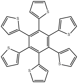 Thiophene, 2,2',2'',2''',2'''',2'''''-(1,2,3,4,5,6-benzenehexayl)hexakis- Structure