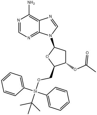 Adenosine, 2'-deoxy-5'-O-[(1,1-dimethylethyl)diphenylsilyl]-, 3'-acetate (9CI) Structure