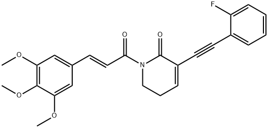 2(1H)-Pyridinone, 3-[2-(2-fluorophenyl)ethynyl]-5,6-dihydro-1-[(2E)-1-oxo-3-(3,4,5-trimethoxyphenyl)-2-propen-1-yl]- 结构式