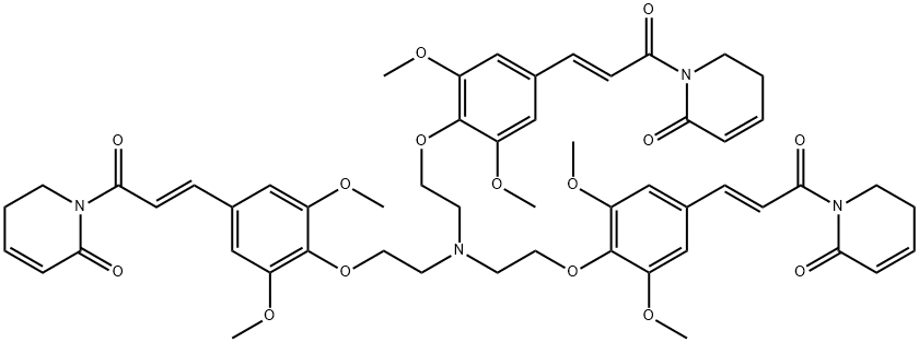 2(1H)-Pyridinone, 1,1',1''-[nitrilotris[2,1-ethanediyloxy(3,5-dimethoxy-4,1-phenylene)[(2E)-1-oxo-2-propene-3,1-diyl]]]tris[5,6-dihydro- Structure