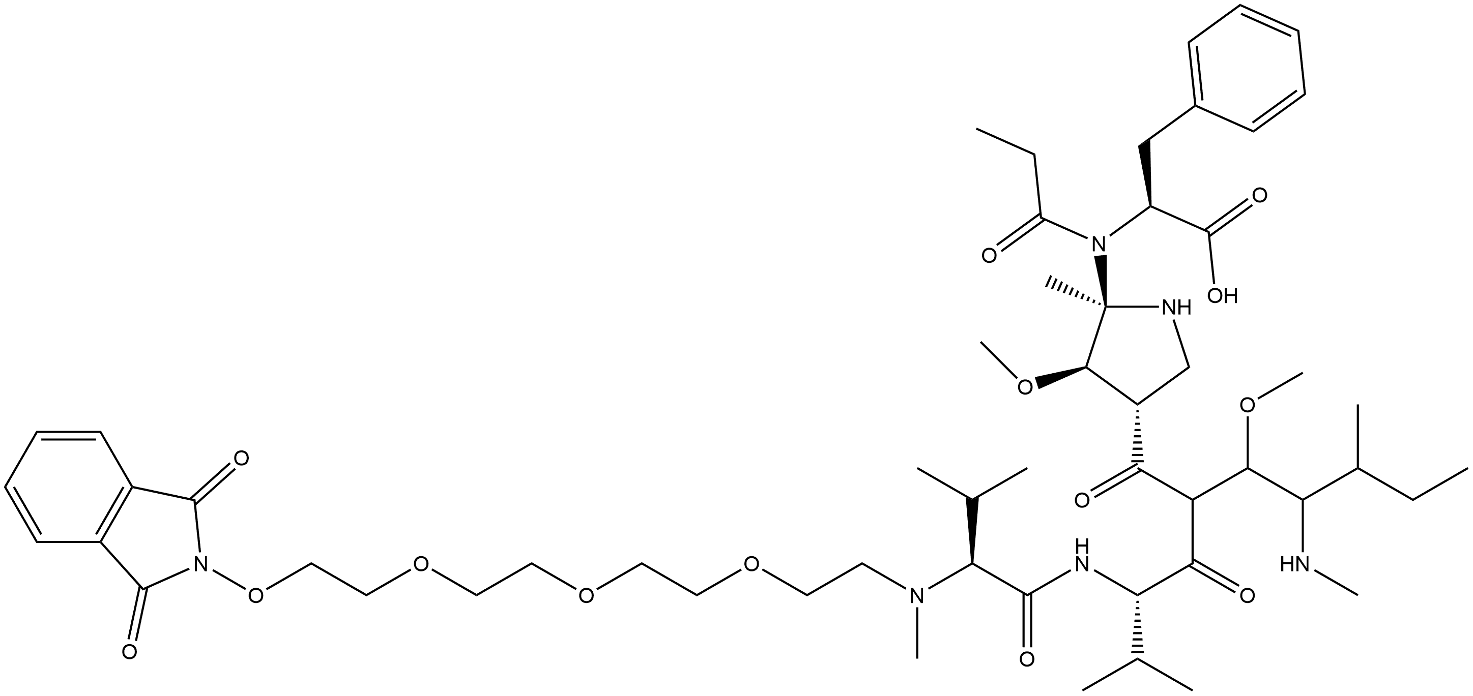 L-Phenylalanine, N-[2-[2-[2-[2-[(1,3-dihydro-1,3-dioxo-2H-isoindol-2-yl)oxy]ethoxy]ethoxy]ethoxy]ethyl]-N-methyl-L-valyl-L-valyl-(3R,4S,5S)-3-methoxy-5-methyl-4-(methylamino)heptanoyl-(αR,βR,2S)-β-methoxy-α-methyl-2-pyrrolidinepropanoyl-,1415246-72-8,结构式