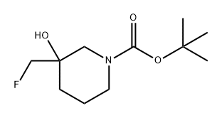 1-Piperidinecarboxylic acid, 3-(fluoromethyl)-3-hydroxy-, 1,1-dimethylethyl ester Struktur
